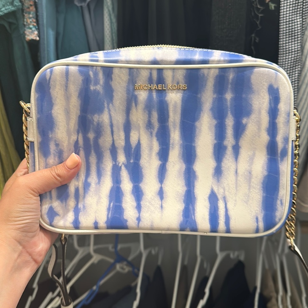 Michael kors blue and white tie dye purse